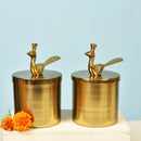 Iron Jars with Lid | Gold Finish | Set of 2