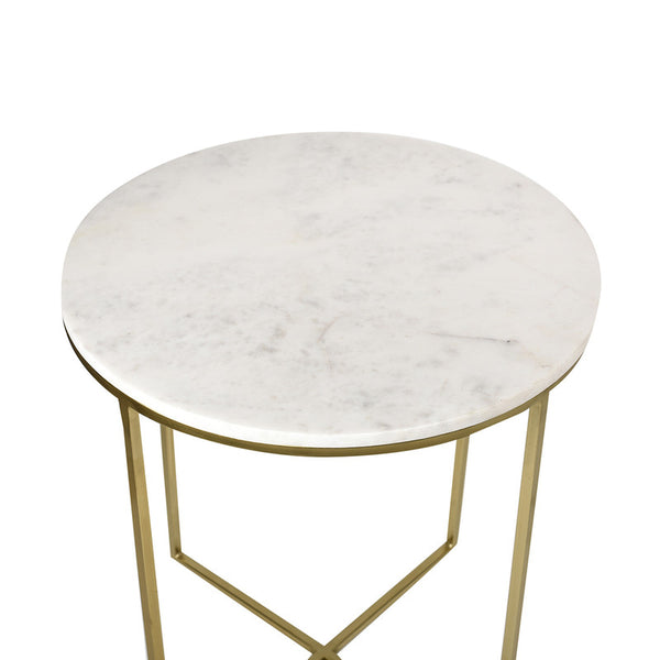 Iron & Marble Round Coffee Table | Gold Finish