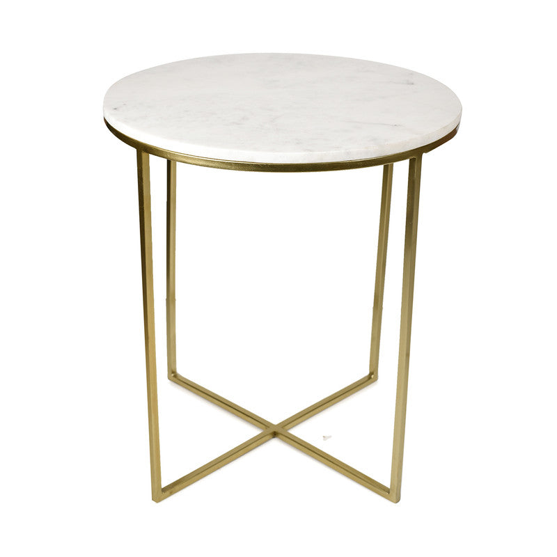 Iron & Marble Round Coffee Table | Gold Finish