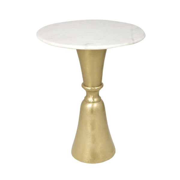 Aluminium & Marble Side Table | Gold & White