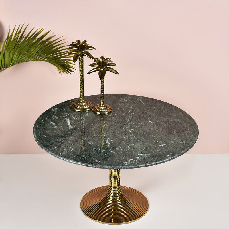 Aluminium & Marble Round Centre Table | Gold & Black