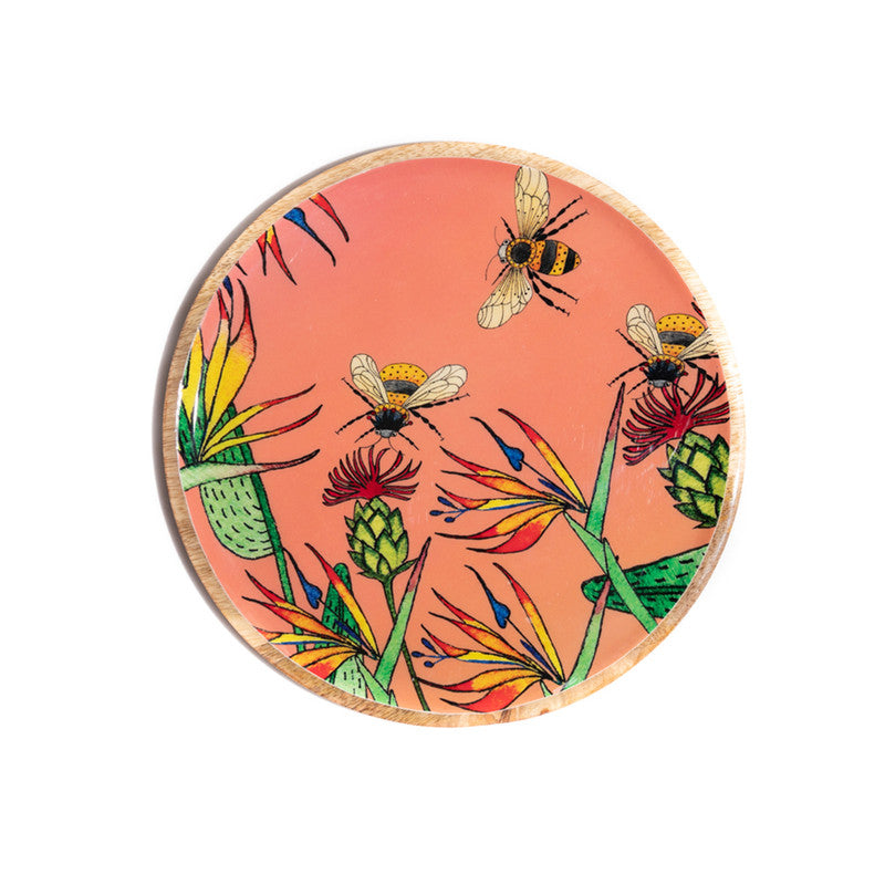 Mango Wood Wall Decor Plate | 12 inch | Orange