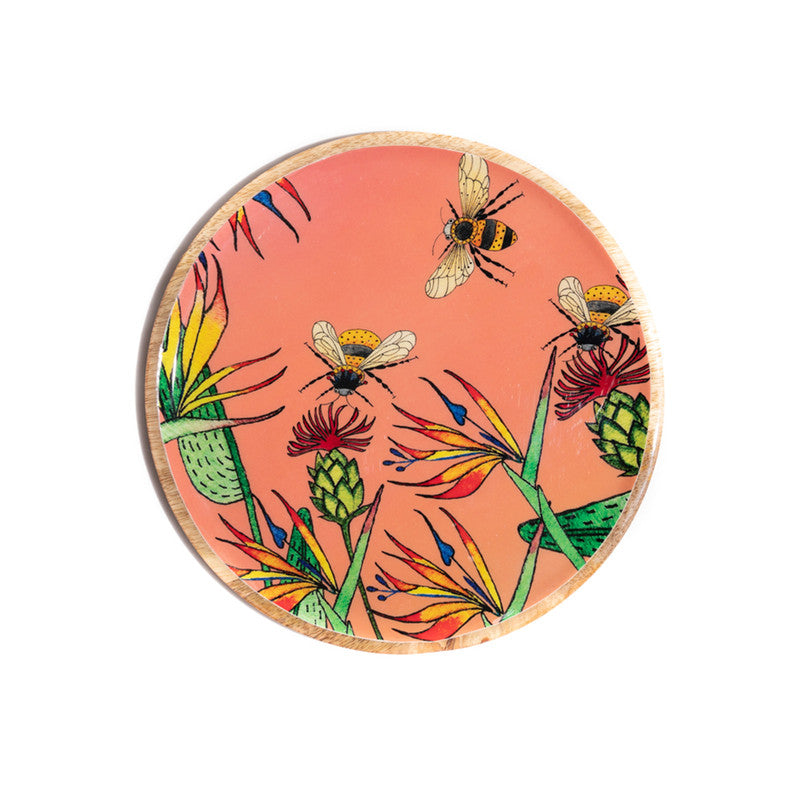 Mango Wood Wall Decor Plate | 10 inch | Orange