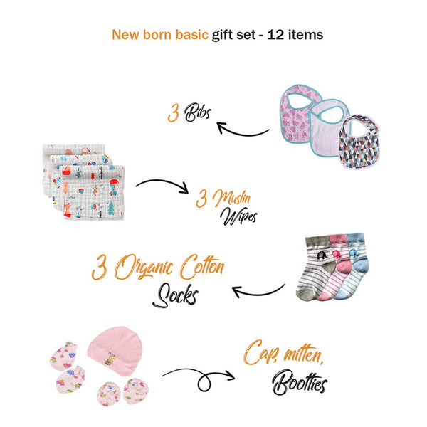Baby Gifts | Organic Cotton Muslin Gift Hamper | Pack of 12