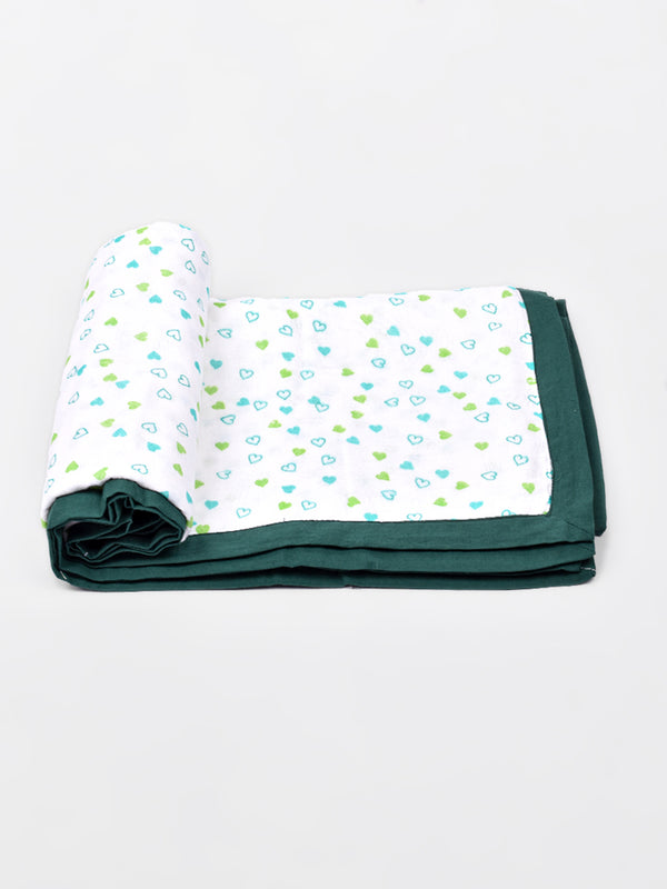 Organic Cotton Baby Dohar | Green Heart | 100x100 cm