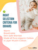 Organic Cotton Baby Dohar | Green Heart | 100x100 cm