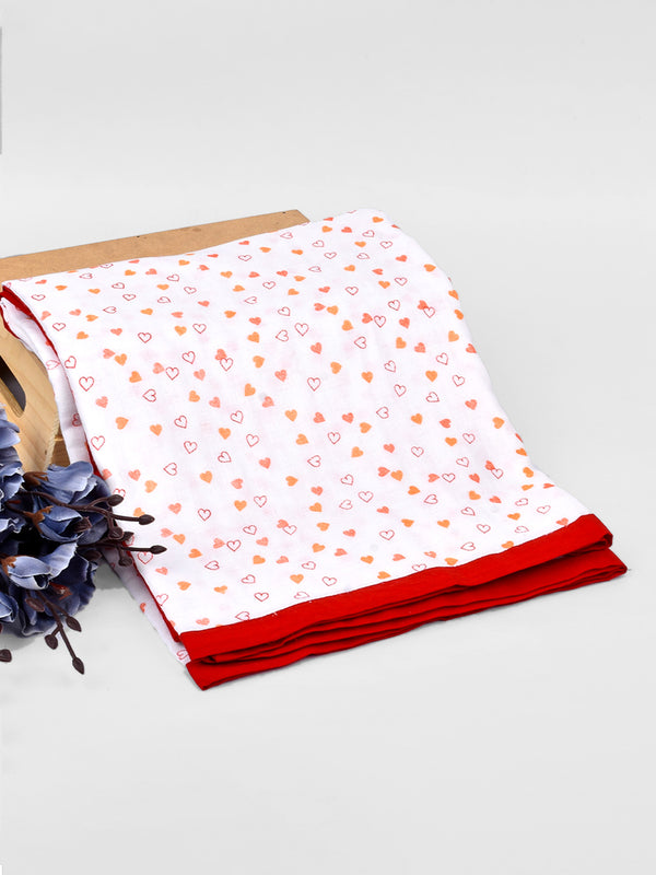 Organic Cotton Dohar Blanket for Kids | Red Heart | 100 x 100 cm.