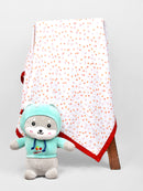 Organic Cotton Dohar Blanket for Kids | Red Heart | 100 x 100 cm.