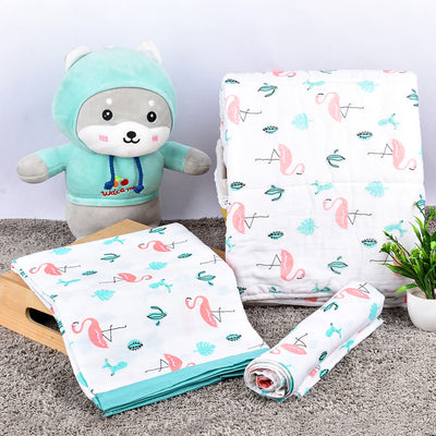 Newborn Baby Gifts | Baby Dohar Blanket | AC Quilt | Muslin Swaddle | Set of 3