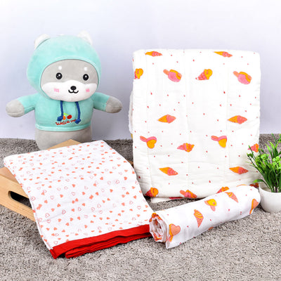 Gift for Newborn Baby | Baby Dohar Blanket | Quilt | Muslin Swaddle | Set of 3
