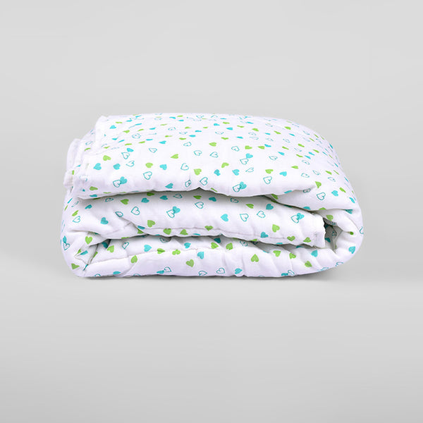 Organic Cotton Baby Quilt | Muslin Blanket for Baby | Heart Print