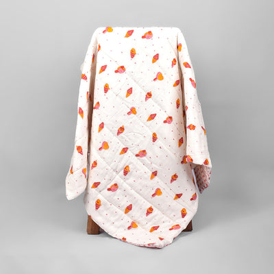 Organic Cotton Baby Quilt | Muslin Blanket for Baby | Ice Cream Print