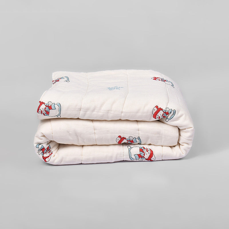 Organic Cotton Baby Blanket | Snowman Print.