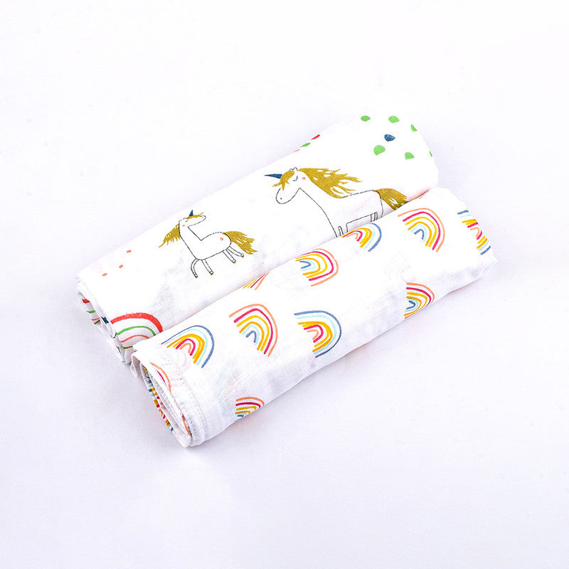 Organic Cotton Muslin Baby Swaddle | White | 100 x 100 cm | Pack of 2
