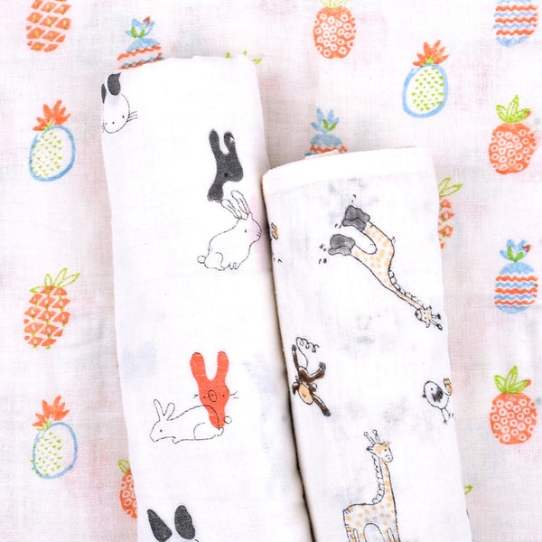 Organic Cotton Baby Swaddle | White | 100 x 100 cm | Pack of 3.