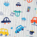 Organic Cotton Blanket for Kids | Baby Bath Towel | Car Print | 100 x 100 cm.