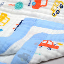 Organic Cotton Blanket for Kids | Baby Bath Towel | Car Print | 100 x 100 cm.