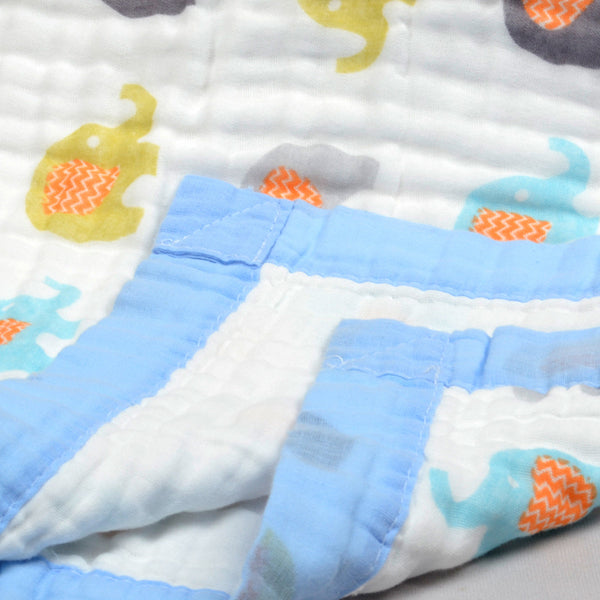 Organic Cotton Blanket for Kids | Baby Bath Towel | Elephant Print | 100 x 100 cm