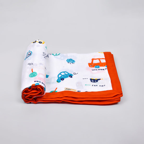 Organic Cotton Dohar for Baby | Car Print.