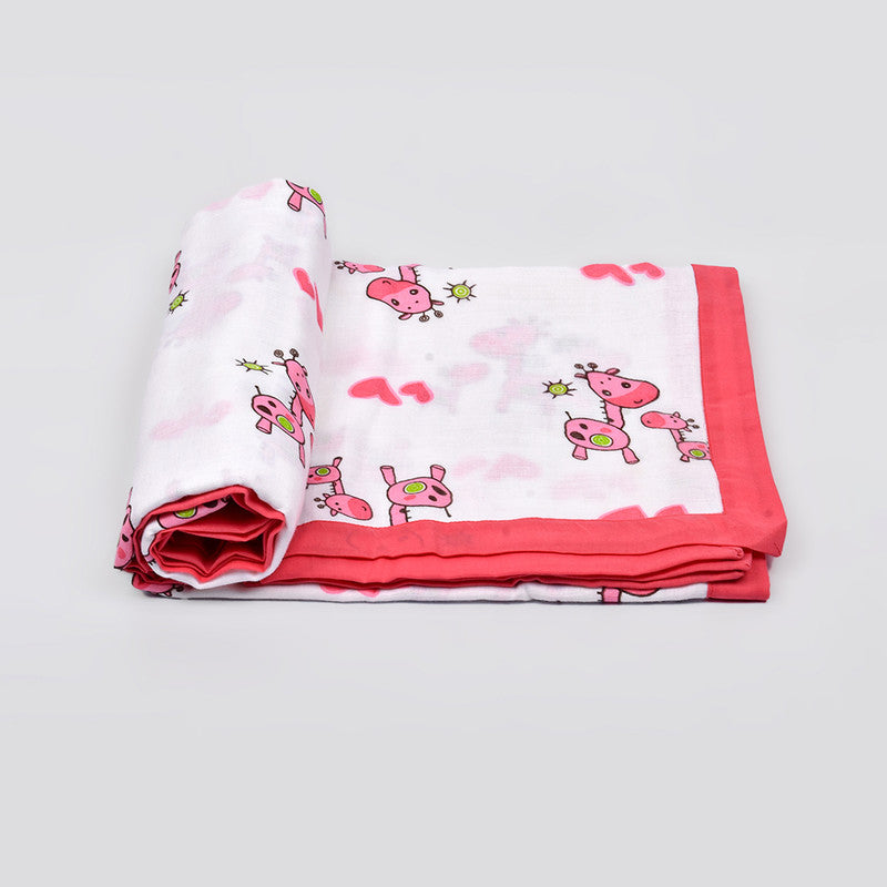 Organic Cotton Dohar for Baby | Muslin Quilt/Blanket | Giraffe Print.