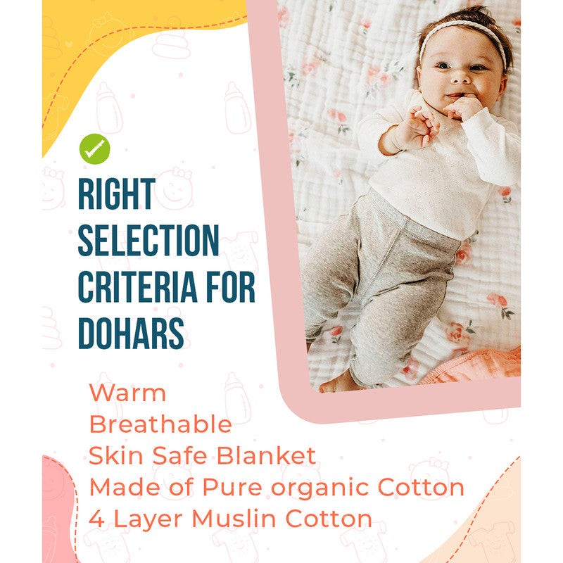 Organic Cotton Dohar for Baby | Muslin Quilt/Blanket | Giraffe Print.