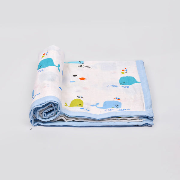 Organic Cotton Dohar for Baby | Whale Print.