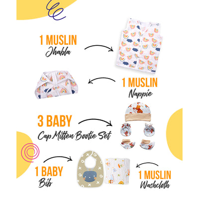 Newborn Baby Gifts | Baby Jabla | Napkin & Nappy | Set of 5