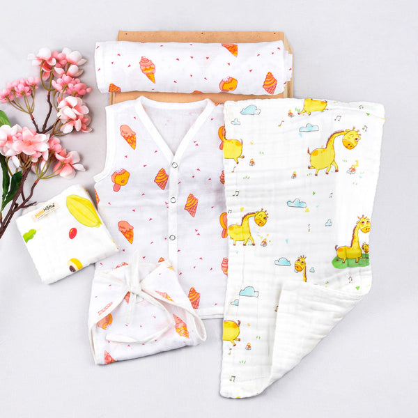 Newborn Baby Gifts | Baby Jabla | Napkin & Nappy | Baby Swaddle & Burp Cloth | Set of 5