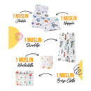 Newborn Baby Gifts | Baby Jabla | Napkin & Nappy | Baby Swaddle & Burp Cloth | Set of 5.