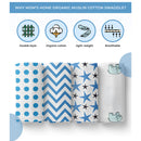 Baby Boy Gifts | Organic Cotton Muslin Baby Swaddle | 100 x 100 cm | Pack of 4