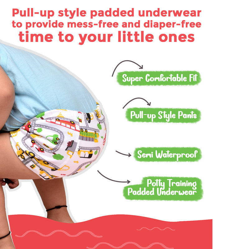 Pull-up style padded underwear to provide mess-free and diaper