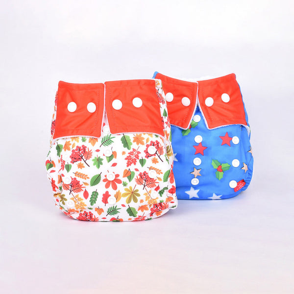 Organic Cotton Reusable Baby Diaper with Inserts | Multicolour | Pack of 2.