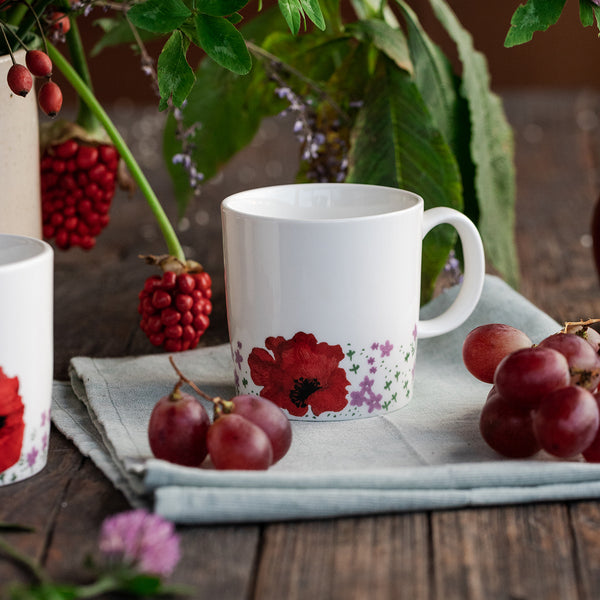 Festive Gifts | Ceramic Mugs | Ivory & Red | Lead-Free | Set of 2