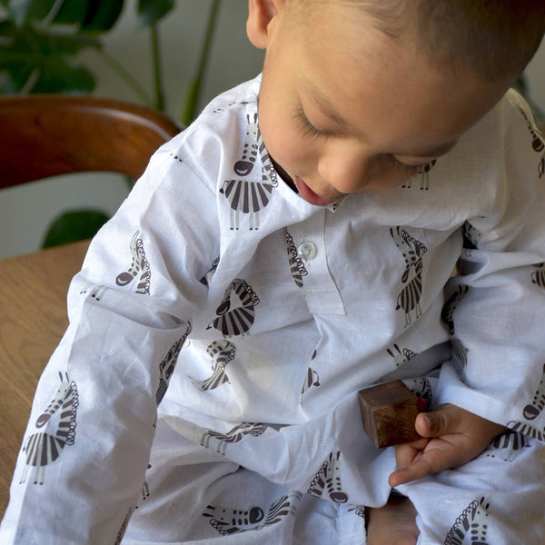 Cotton Top and Pajama Set for Baby | White & Black