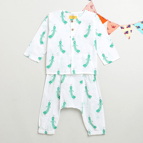 Cotton Top and Pajama Set for Baby | White