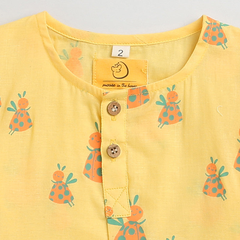 Cotton Top and Pajama Set for Baby | Yellow