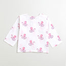 Cotton Baby Top and Pajama Set | White & Pink