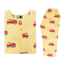 Cotton Night Suit for Kids | Fire Fighter Print | Mustard Yellow.