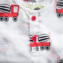 Cotton Night Suit for Kids | Cement Mixer Print | White