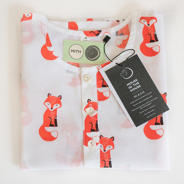 Cotton Night Suit for Kids | Bushy Fox Print