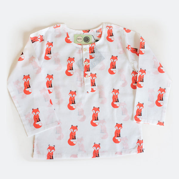 Cotton Night Suit for Kids | Bushy Fox Print