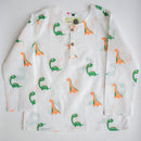 Cotton Night Suit for Kids | Dino Friends Print | White.