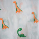 Cotton Night Suit for Kids | Dino Friends Print | White.