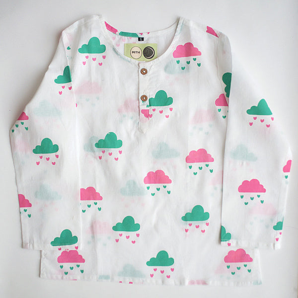 Cotton Night Suit for Kids | Little Clouds Print.