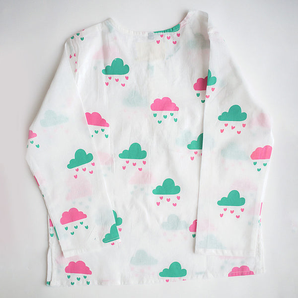 Cotton Night Suit for Kids | Little Clouds Print.