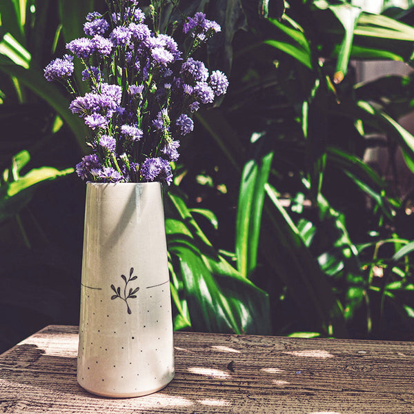 Ceramic Vase | Lily Flower | Ivory White | 7.5 inches