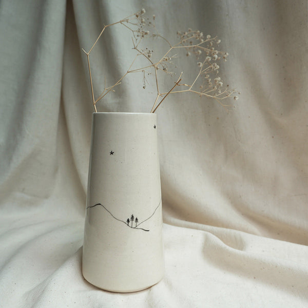 Ceramic Vase | Hills Flower | Ivory White | 7.5 inches