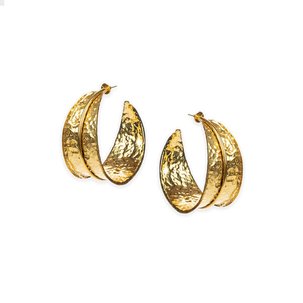 Recycled Brass Hoop Earrings | Gold Tone