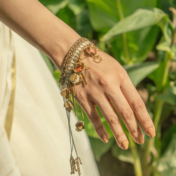 Handcrafted Gold Zari Work Bracelet