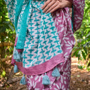 Mulmul Cotton Saree | Hand-Dyed | Handblock Printed | Purple